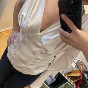 Peppermayo ivory satin top